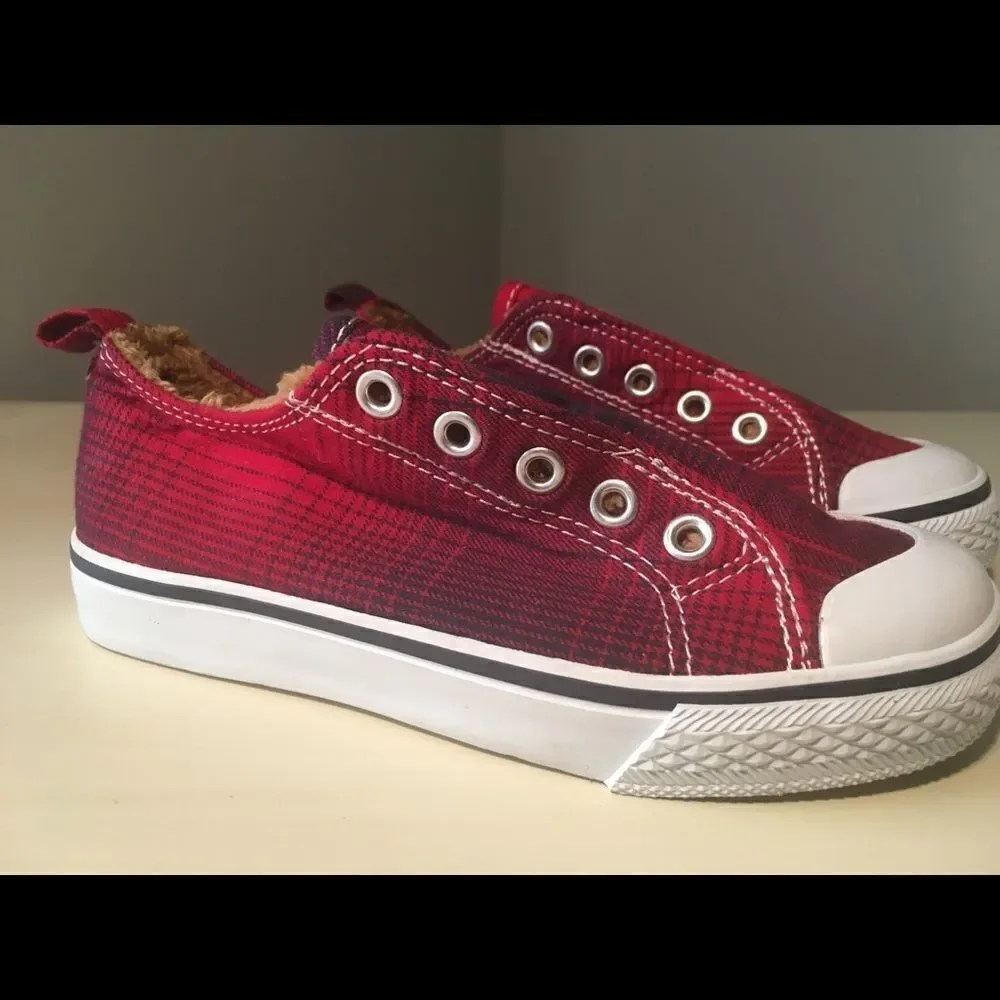 ‎Gymboree Plaid Laceless Shoes - Lined sz 11